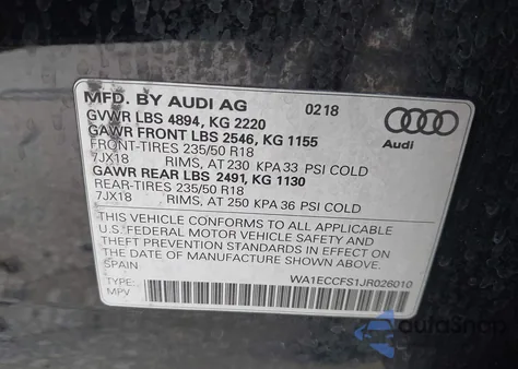 2018 Audi Q3 2.0T Sport Premium from USA, damaged, VIN WA1ECCFS1JR026010
